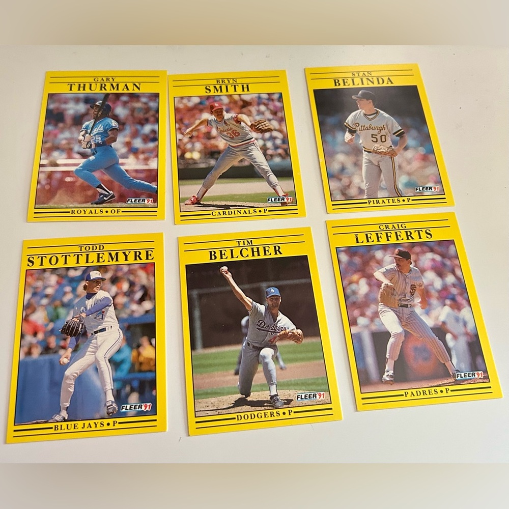 13 Card Lot - 1991 Fleer Baseball - Rare Errors & Vintage 90s Stars